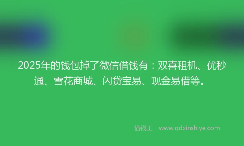 2025年的钱包掉了微信借钱有：双喜租机、优秒通、雪花商城、闪贷宝易、现金易借等。