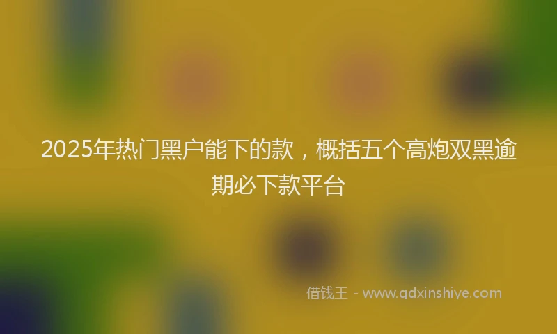 2025年热门黑户能下的款，概括五个高炮双黑逾期必下款平台