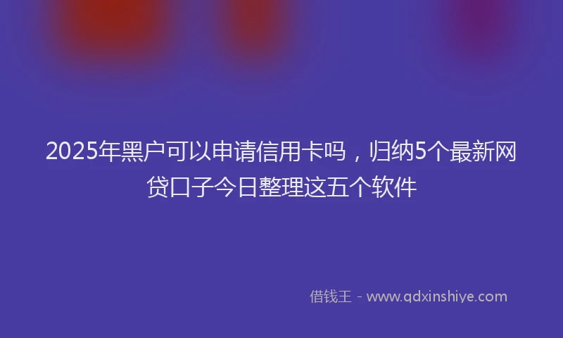 2025年黑户可以申请信用卡吗，归纳5个最新网贷口子今日整理这五个软件