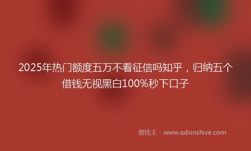 2025年热门额度五万不看征信吗知乎，归纳五个借钱无视黑白100%秒下口子