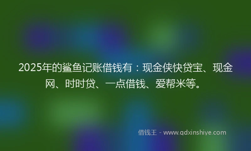 2025年的鲨鱼记账借钱有：现金侠快贷宝、现金网、时时贷、一点借钱、爱帮米等。