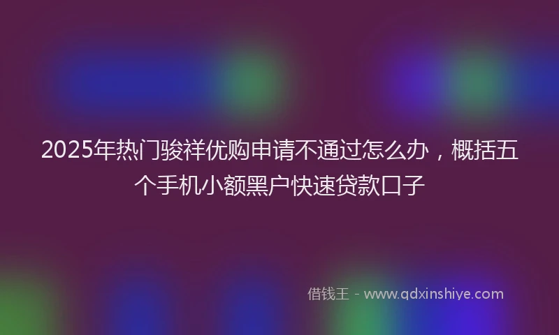 2025年热门骏祥优购申请不通过怎么办，概括五个手机小额黑户快速贷款口子