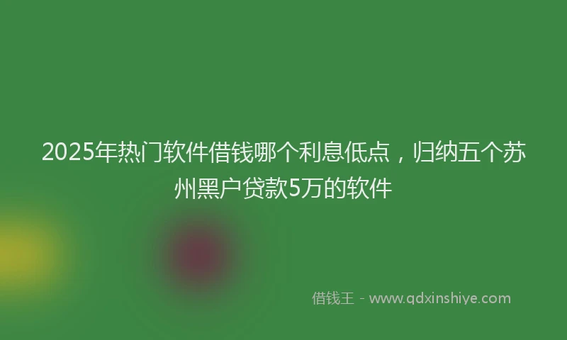 2025年热门软件借钱哪个利息低点，归纳五个苏州黑户贷款5万的软件