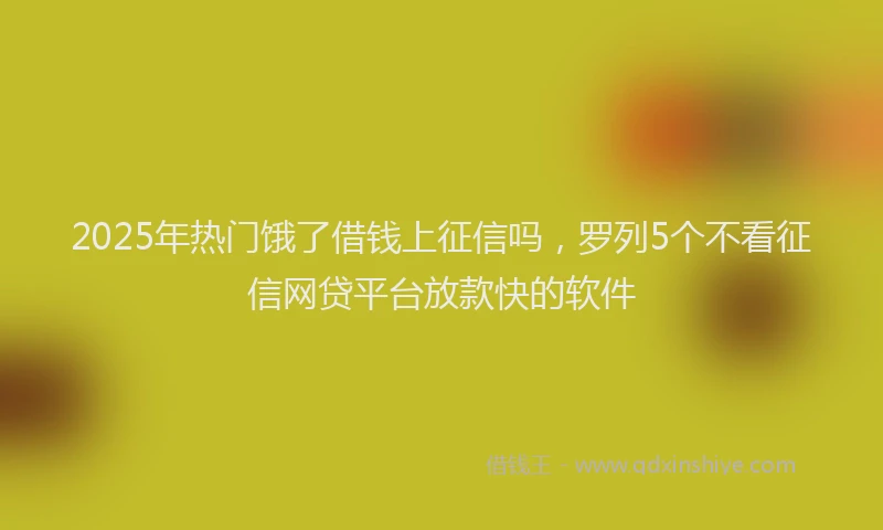 2025年热门饿了借钱上征信吗，罗列5个不看征信网贷平台放款快的软件