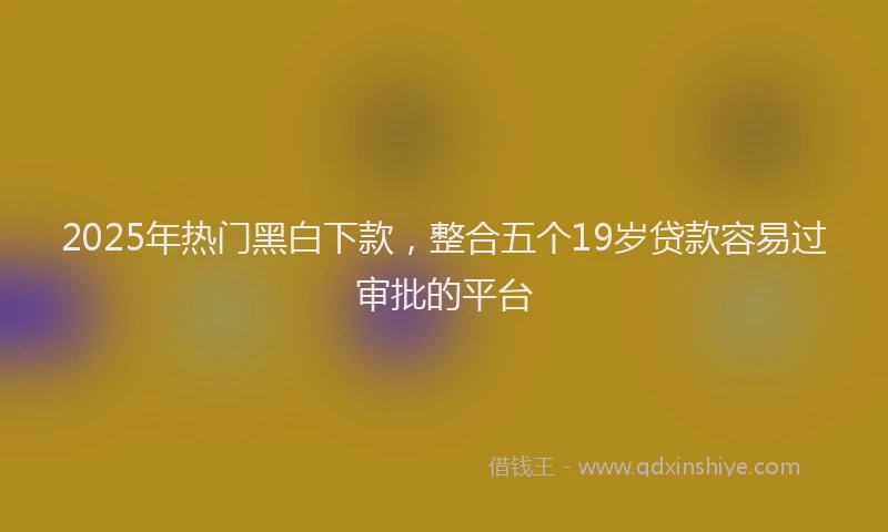 2025年热门黑白下款，整合五个19岁贷款容易过审批的平台