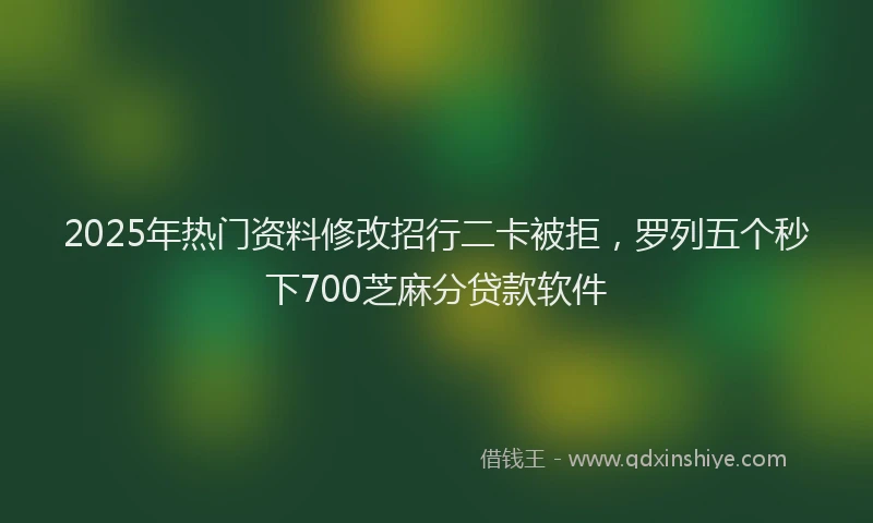 2025年热门资料修改招行二卡被拒，罗列五个秒下700芝麻分贷款软件