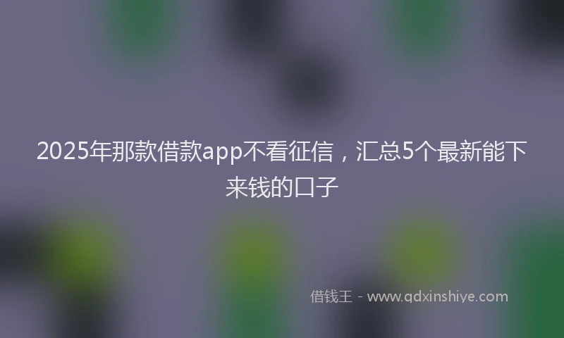 2025年那款借款app不看征信，汇总5个最新能下来钱的口子