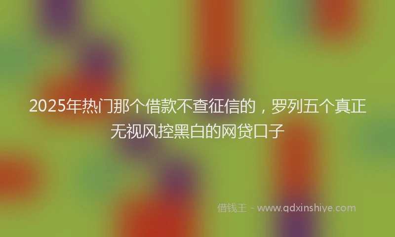 2025年热门那个借款不查征信的，罗列五个真正无视风控黑白的网贷口子