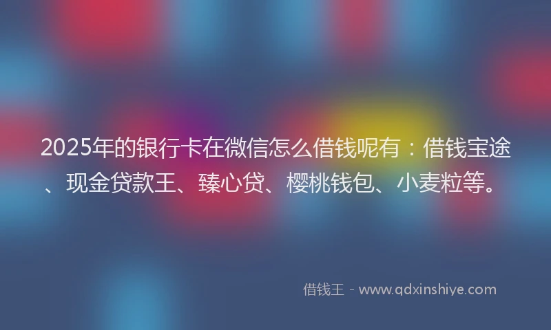 2025年的银行卡在微信怎么借钱呢有：借钱宝途、现金贷款王、臻心贷、樱桃钱包、小麦粒等。