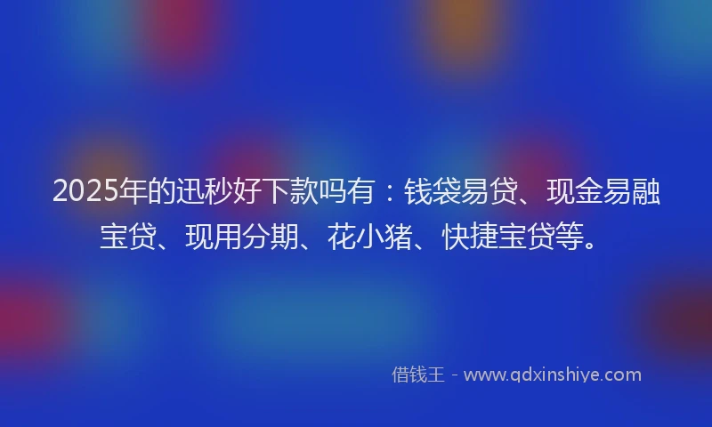 2025年的迅秒好下款吗有：钱袋易贷、现金易融宝贷、现用分期、花小猪、快捷宝贷等。