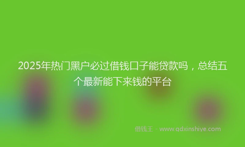 2025年热门黑户必过借钱口子能贷款吗，总结五个最新能下来钱的平台
