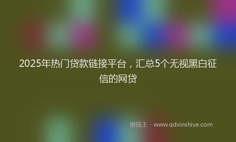 2025年热门贷款链接平台，汇总5个无视黑白征信的网贷