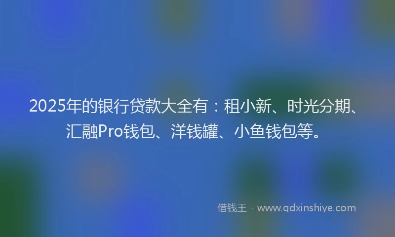 2025年的银行贷款大全有：租小新、时光分期、汇融Pro钱包、洋钱罐、小鱼钱包等。