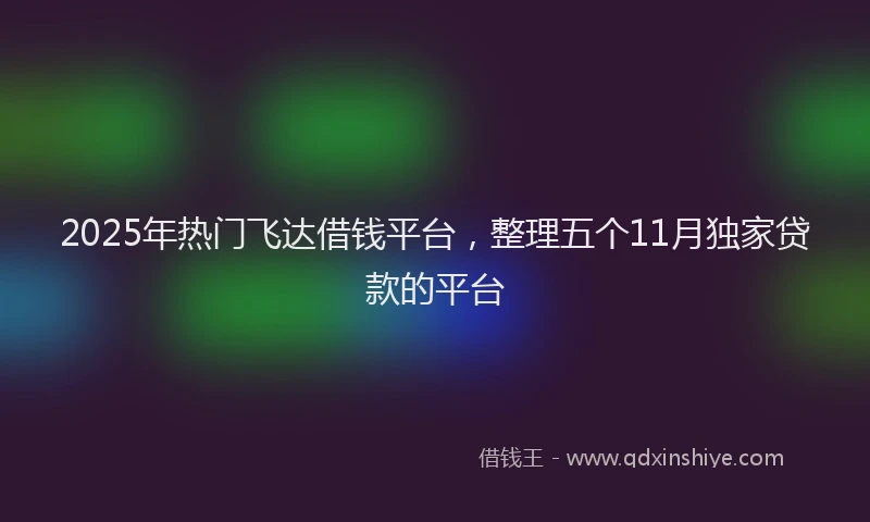 2025年热门飞达借钱平台，整理五个11月独家贷款的平台