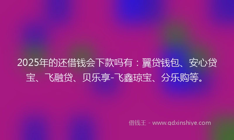 2025年的还借钱会下款吗有：翼贷钱包、安心贷宝、飞融贷、贝乐享-飞鑫琼宝、分乐购等。