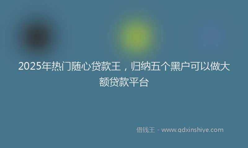 2025年热门随心贷款王，归纳五个黑户可以做大额贷款平台
