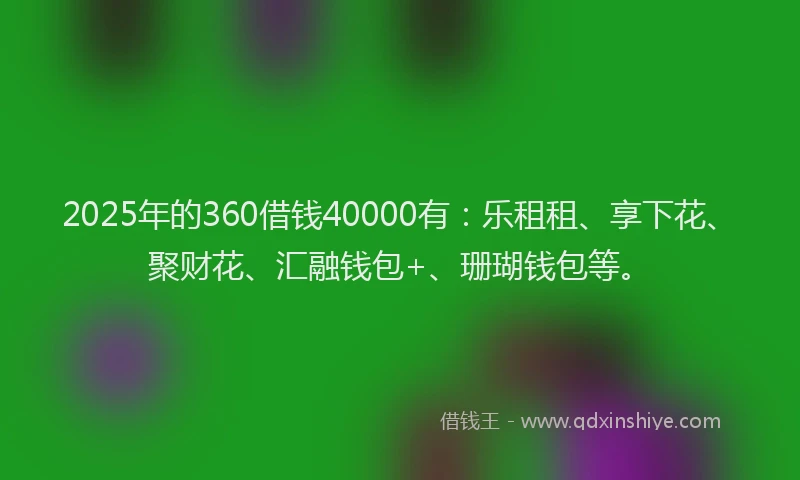 2025年的360借钱40000有：乐租租、享下花、聚财花、汇融钱包+、珊瑚钱包等。
