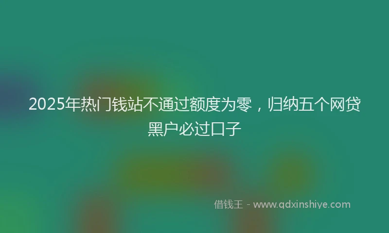 2025年热门钱站不通过额度为零，归纳五个网贷黑户必过口子
