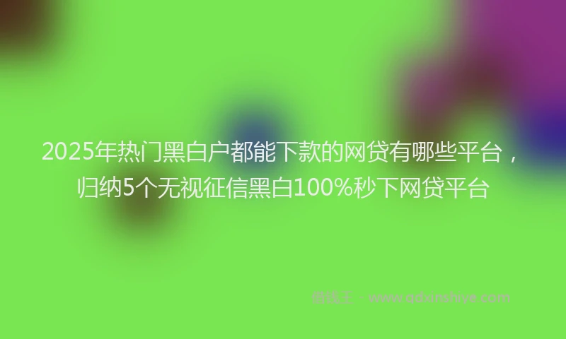 2025年热门黑白户都能下款的网贷有哪些平台，归纳5个无视征信黑白100%秒下网贷平台