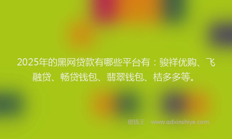 2025年的黑网贷款有哪些平台有：骏祥优购、飞融贷、畅贷钱包、翡翠钱包、桔多多等。