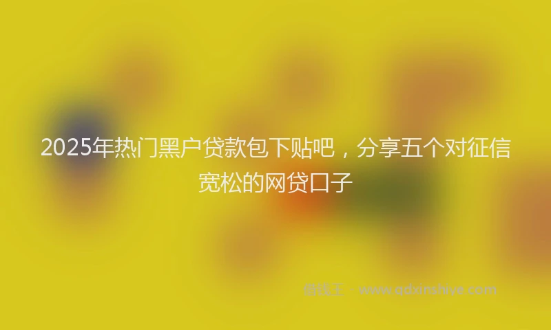 2025年热门黑户贷款包下贴吧，分享五个对征信宽松的网贷口子