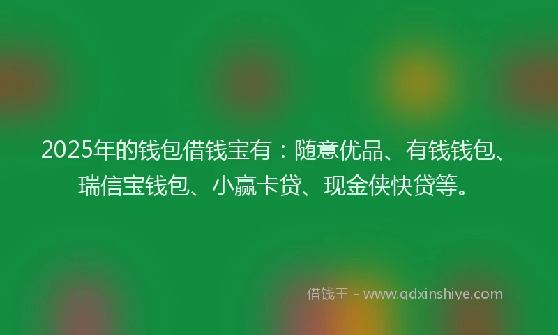 2025年的钱包借钱宝有：随意优品、有钱钱包、瑞信宝钱包、小赢卡贷、现金侠快贷等。