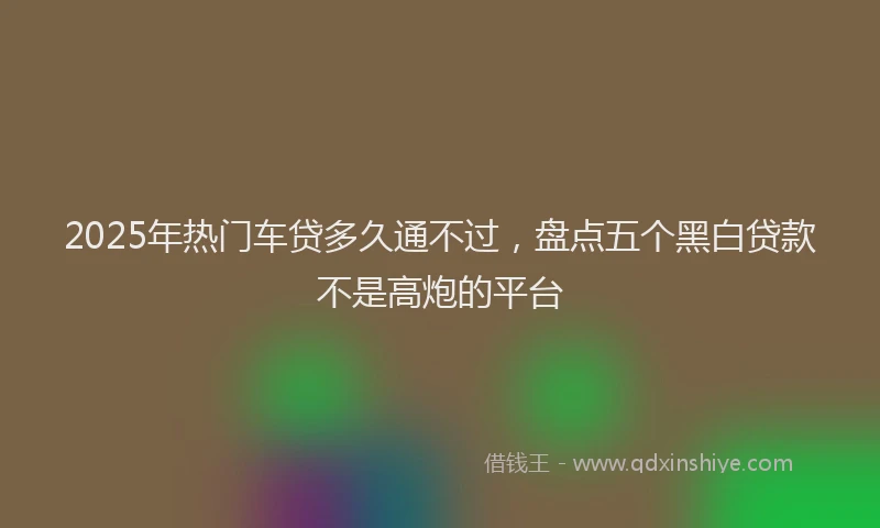 2025年热门车贷多久通不过，盘点五个黑白贷款不是高炮的平台