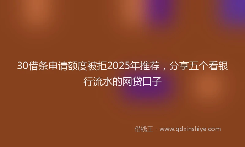 30借条申请额度被拒2025年推荐，分享五个看银行流水的网贷口子