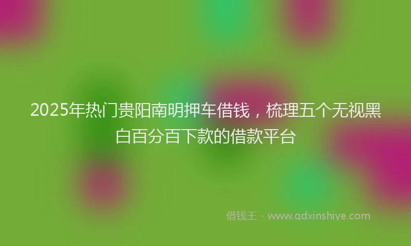 2025年热门贵阳南明押车借钱，梳理五个无视黑白百分百下款的借款平台
