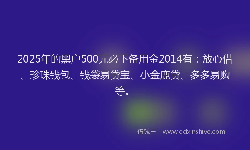 2025年的黑户500元必下备用金2014有：放心借、珍珠钱包、钱袋易贷宝、小金鹿贷、多多易购等。