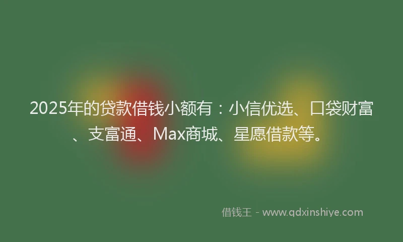 2025年的贷款借钱小额有：小信优选、口袋财富、支富通、Max商城、星愿借款等。