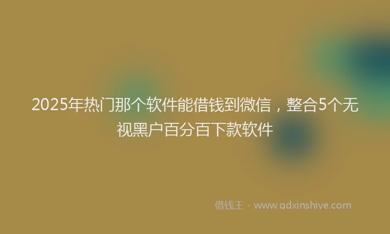 2025年热门那个软件能借钱到微信，整合5个无视黑户百分百下款软件