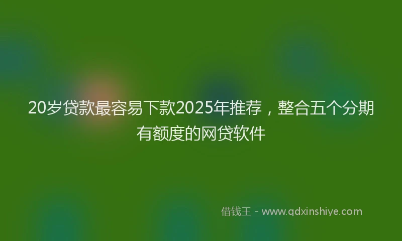 20岁贷款最容易下款2025年推荐，整合五个分期有额度的网贷软件