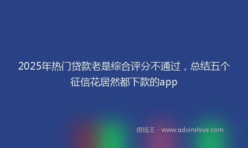 2025年热门贷款老是综合评分不通过，总结五个征信花居然都下款的app