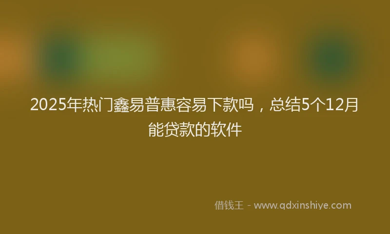 2025年热门鑫易普惠容易下款吗，总结5个12月能贷款的软件