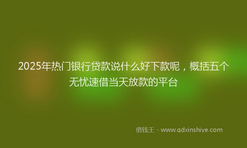 2025年热门银行贷款说什么好下款呢，概括五个无忧速借当天放款的平台