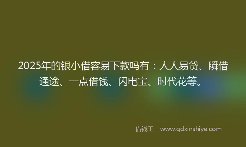 2025年的银小借容易下款吗有：人人易贷、瞬借通途、一点借钱、闪电宝、时代花等。