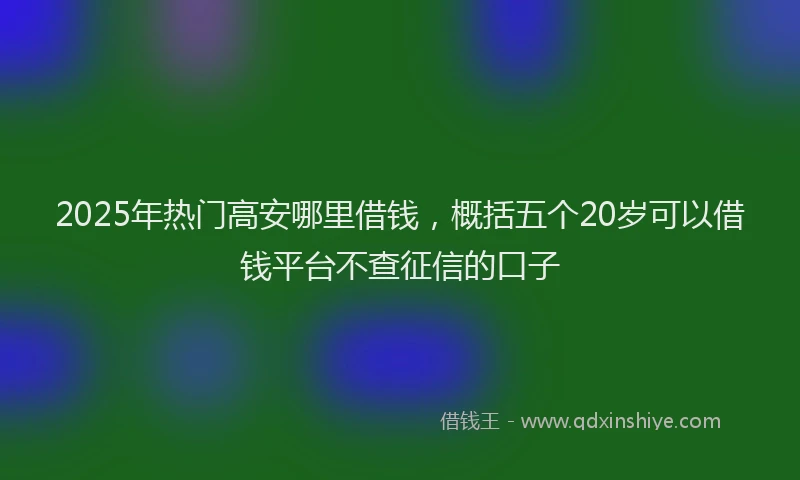 2025年热门高安哪里借钱，概括五个20岁可以借钱平台不查征信的口子