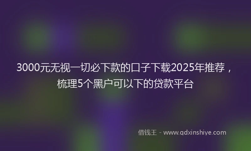 3000元无视一切必下款的口子下载2025年推荐，梳理5个黑户可以下的贷款平台