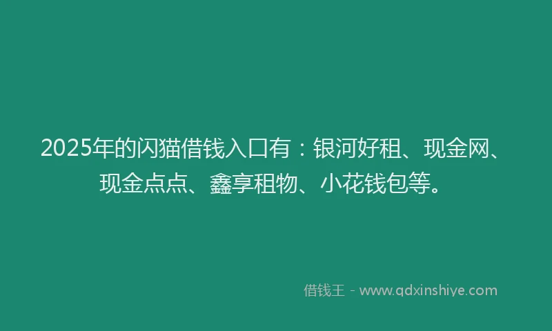 2025年的闪猫借钱入口有：银河好租、现金网、现金点点、鑫享租物、小花钱包等。
