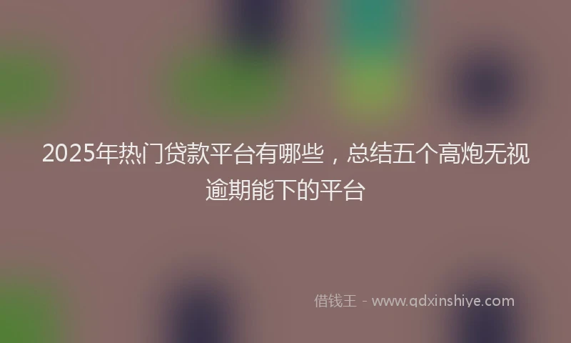 2025年热门贷款平台有哪些，总结五个高炮无视逾期能下的平台