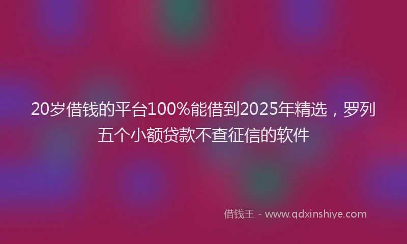 20岁借钱的平台100%能借到2025年精选，罗列五个小额贷款不查征信的软件