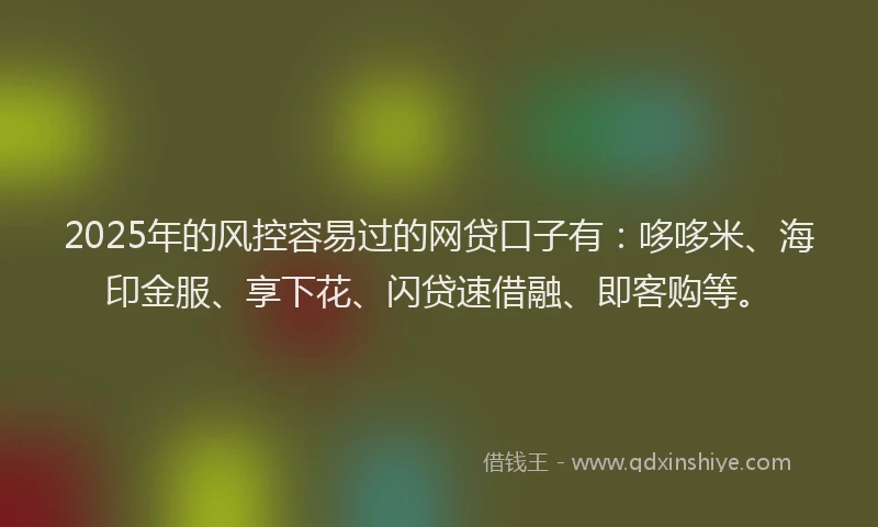 2025年的风控容易过的网贷口子有：哆哆米、海印金服、享下花、闪贷速借融、即客购等。