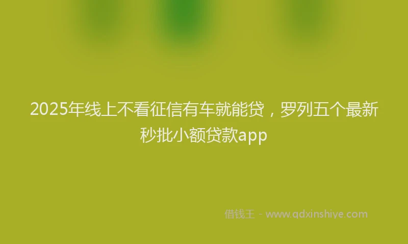 2025年线上不看征信有车就能贷，罗列五个最新秒批小额贷款app