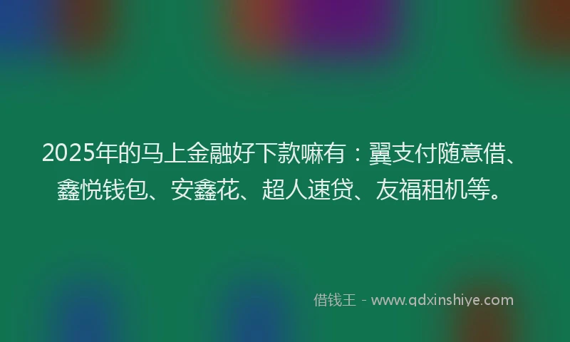 2025年的马上金融好下款嘛有：翼支付随意借、鑫悦钱包、安鑫花、超人速贷、友福租机等。