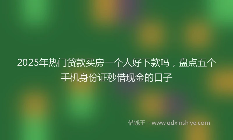 2025年热门贷款买房一个人好下款吗，盘点五个手机身份证秒借现金的口子