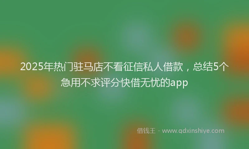 2025年热门驻马店不看征信私人借款，总结5个急用不求评分快借无忧的app
