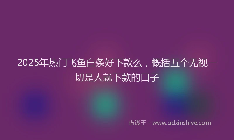2025年热门飞鱼白条好下款么，概括五个无视一切是人就下款的口子