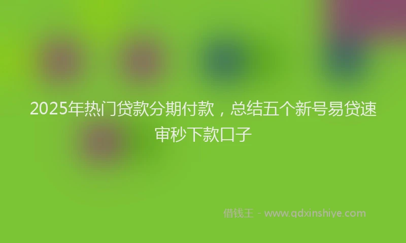 2025年热门贷款分期付款，总结五个新号易贷速审秒下款口子