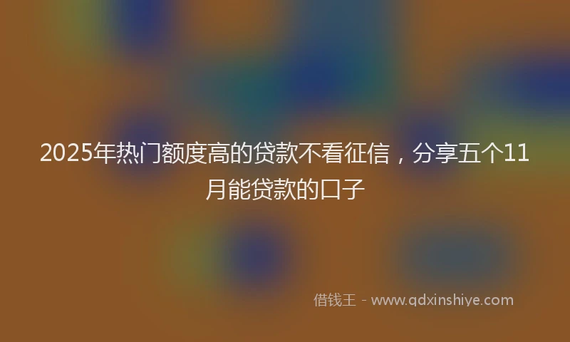 2025年热门额度高的贷款不看征信，分享五个11月能贷款的口子